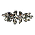 Automatikhaarspange Doppelblume Silber Navette Kristall Rauchgrau Champagner