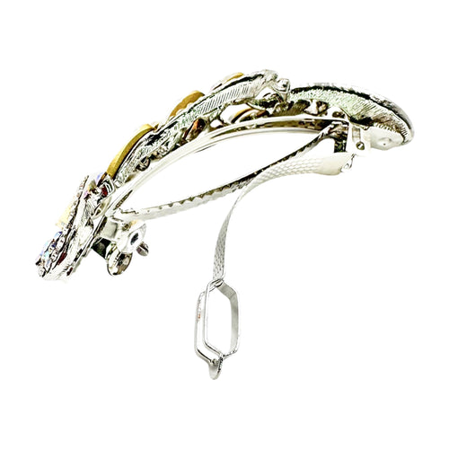 Automatikhaarspange Pfau Aurora Borealis Kristall Strass Silber
