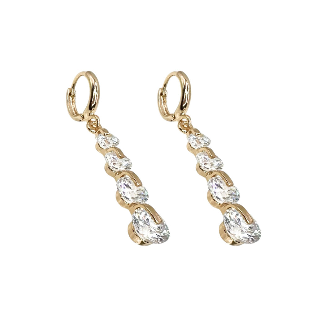 Wasserdichte Zirkonia Triple Round Creolen Ohrhänger, goldfarben