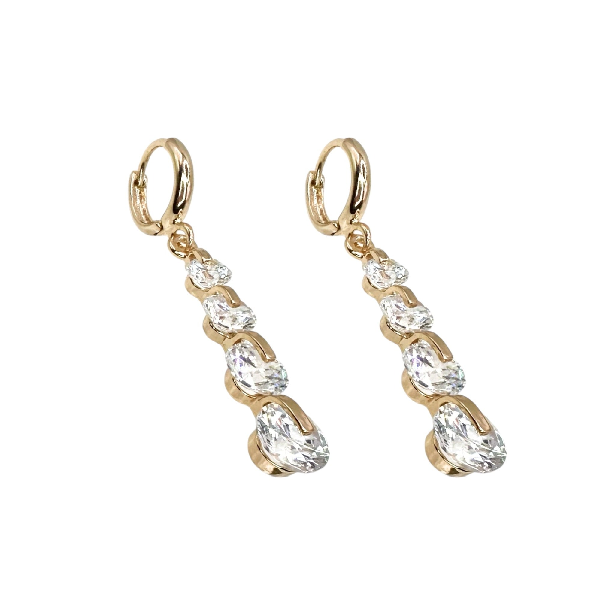 Wasserdichte Zirkonia Triple Round Creolen Ohrhänger, goldfarben
