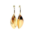 Wasserdichte Creole Poliertes Blatt Marquise Ohrringe Gold 7,2cm 5x2cm