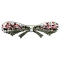 Automatikhaarspange Schleife Silber Rosa Baguette Kristall Anthrazit Strass Aurora