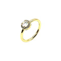 Wasserdichter Mini-Halo-Ring mit Rose-Cut Zirkonia und Pavé Gold