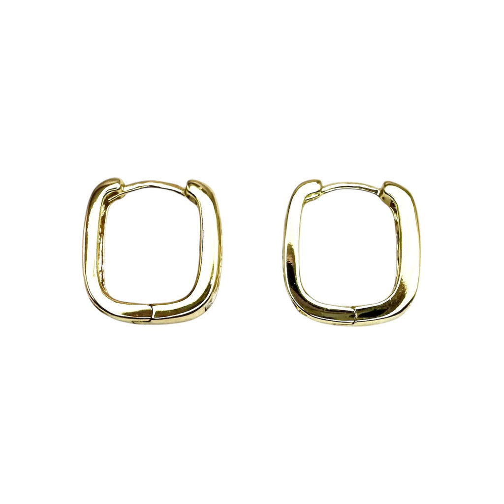 Wasserdichte Huggie Creolen Gelbgold Eckig Princess-Cut Zirkonia