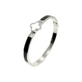 Wasserdichtes Kleeblatt Emaille Bangle Armreif Silber-Schwarz
