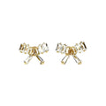 Wasserdichte Ohrstecker Gelbgold Schleife Baguette Marquise Zirkonia Cluster