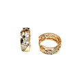 Waterproof Hoop Earrings Gold Tone Diagonal Crystal Pavé Diamond Pattern