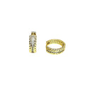 Waterproof Gold-Plated Hoop Earrings with Braided Pattern and Crystal Pavé