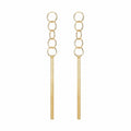 Waterproof Circle Necklace Flat Chain Tassel Earrings Gold 95mm