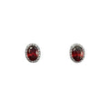 Wasserdichte Rubin Zirkonia Oval Halo Ohrstecker Silber 9x7mm