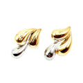 Wasserdichte Double-Teardrop-Ohrstecker, bicolor Gold-Silber