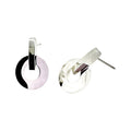 Waterproof Stud Earrings Silver Geometric Bar Dangling Circle Ring Sculptural Polished Stud