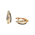 Waterproof Earrings Rose Gold Double Ring White Black Crystal Pave