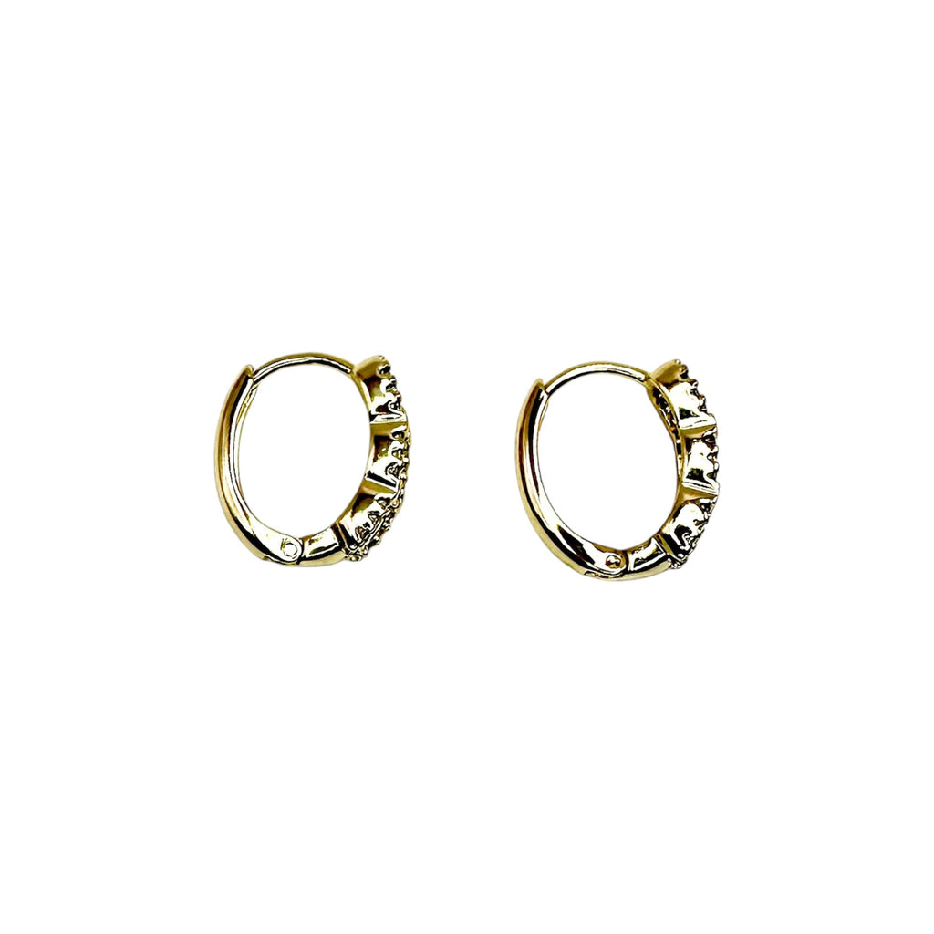 Waterproof Hoop Earrings Gold-Tone Baguette & Round Zirconia