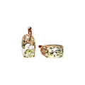 Waterproof Earrings Rose Gold Art Deco Cushion-Cut Green Zirconia 15x10mm Pavé Fan