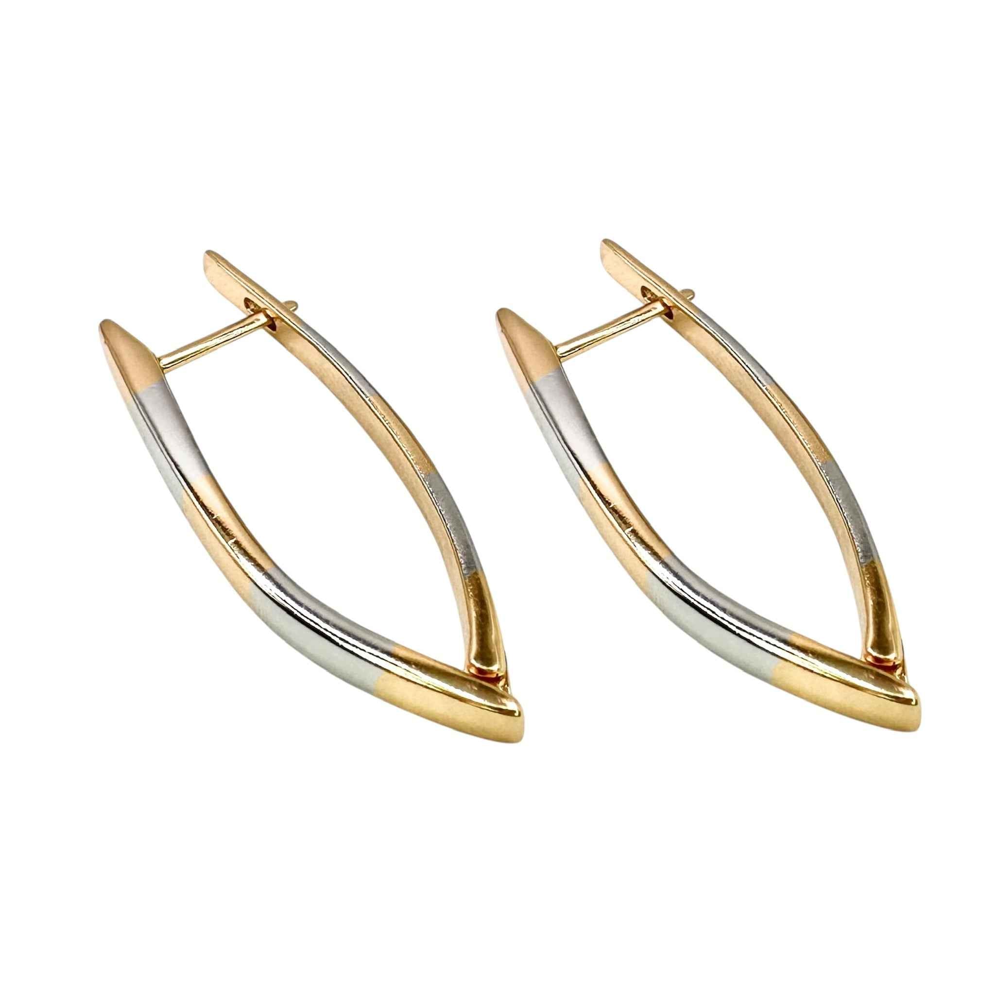 Wasserdichte Zweifarbige Marquise-Creolen, Gold-Silber