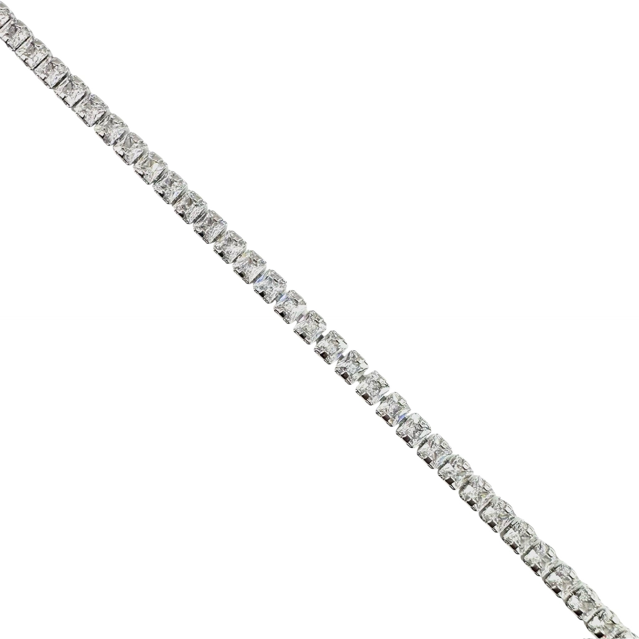 Wasserdichtes Klares Zirkonia Tennis-Armband, quadratisch, silberfarben