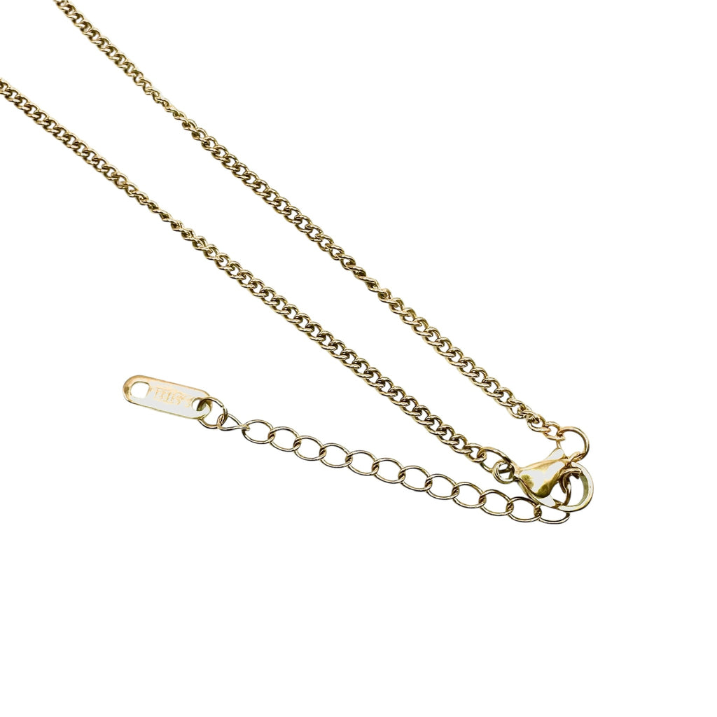 Waterproof Cuban Chain Necklace with Pearls Gold Color