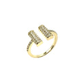 Wasserdichter offener Nagel-Ring mit Zirkonia-Pavé Gold