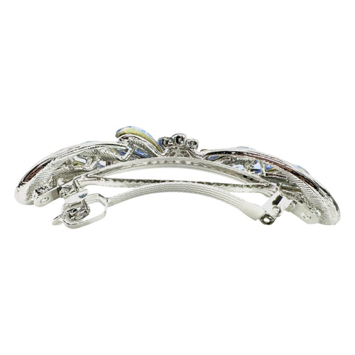 Automatikhaarspange Schleife Silber Saphir Tropfen Kristall Blume Strass
