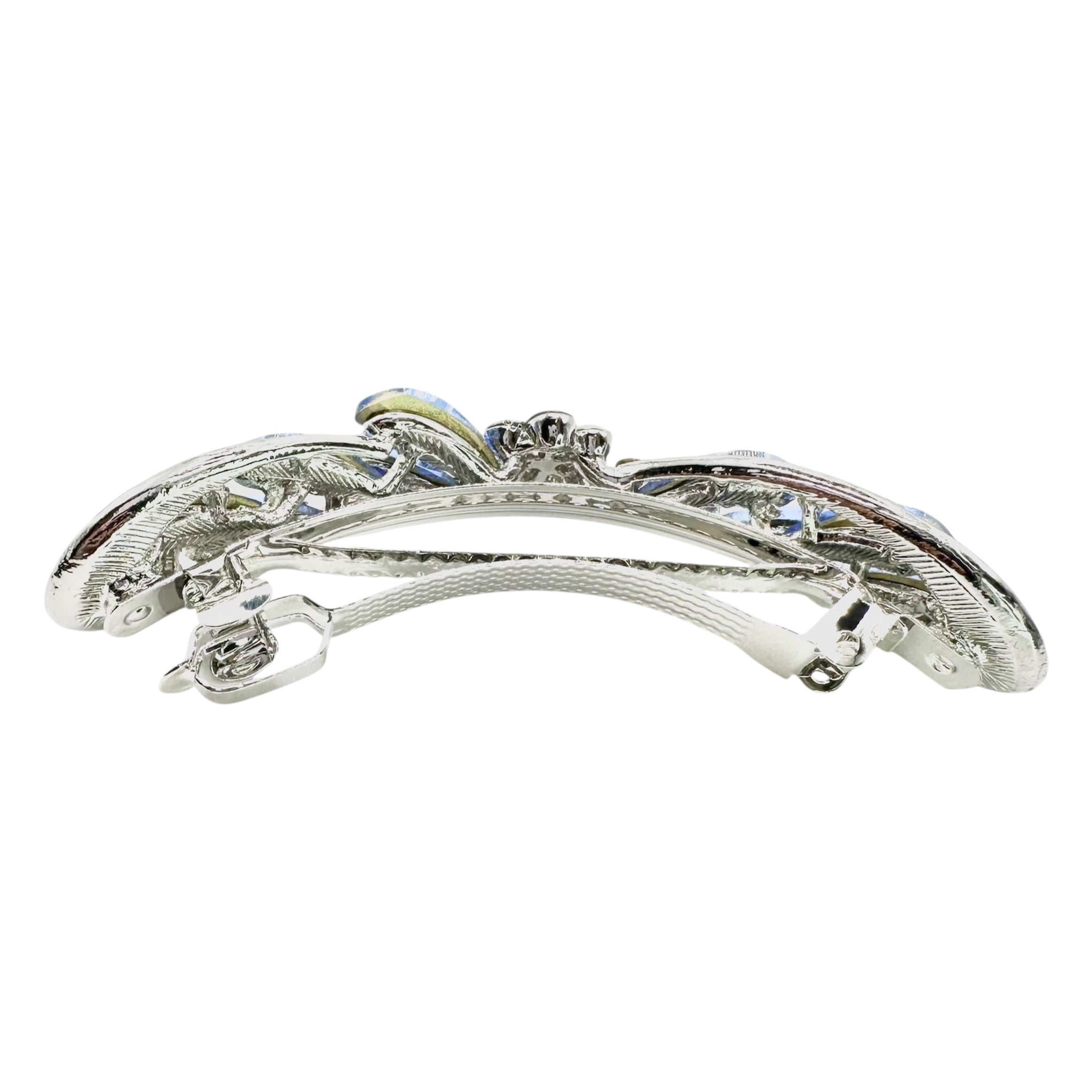 Automatikhaarspange Schleife Gunmetal Aqua Tropfen Kristall Aurora Strass