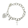 Wasserdichtes Oval-Glieder Charm Armband Herz Kreuz Zirkonia Silber 16+4cm