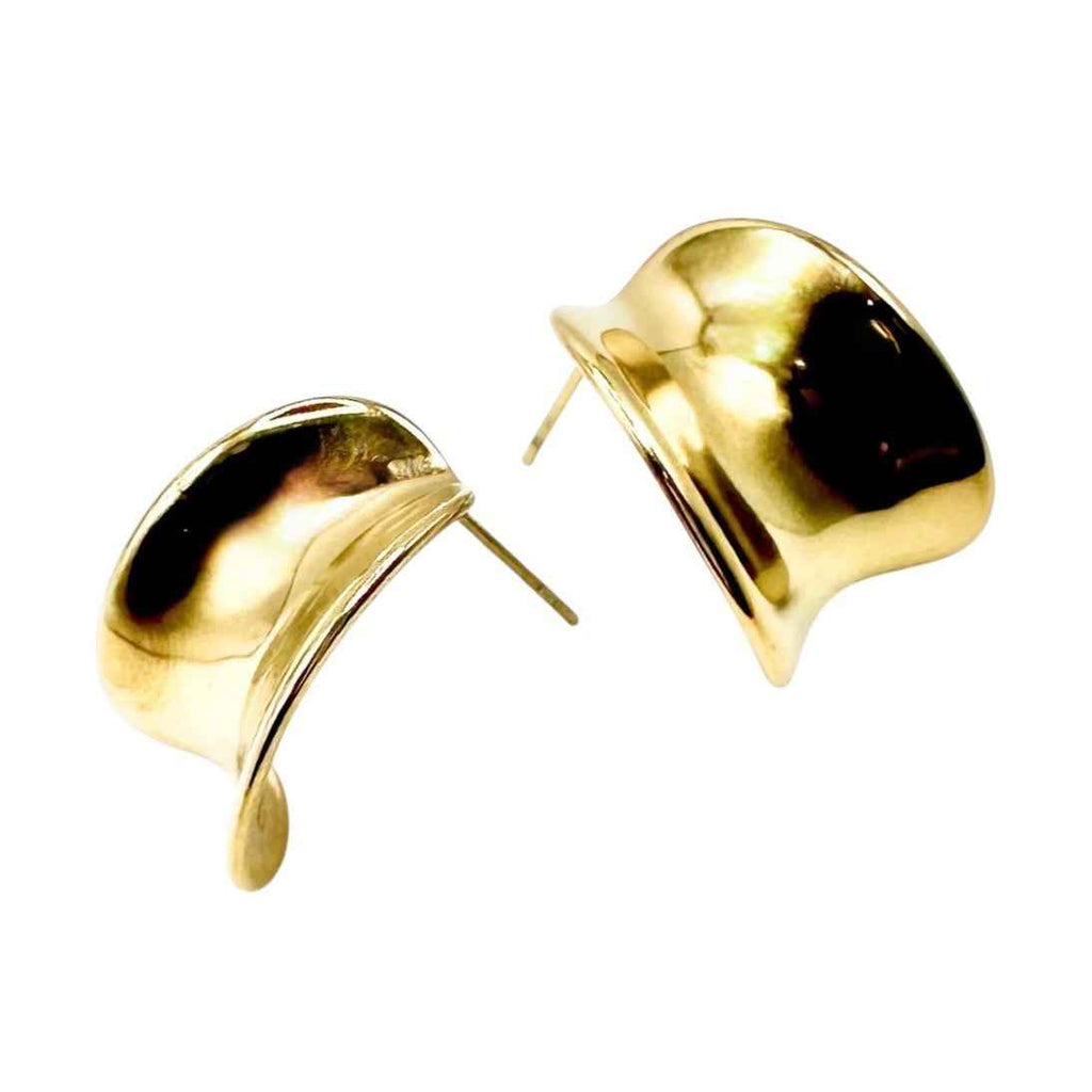 Wasserdichte Puffy Konkav Sattel Ohrstecker Gold