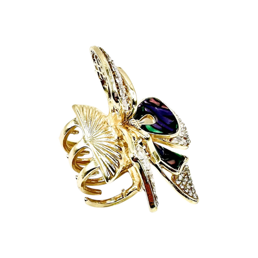 Haarklammer Schleife Abalone Perlmutt Baguette Kristall Gold 53mm