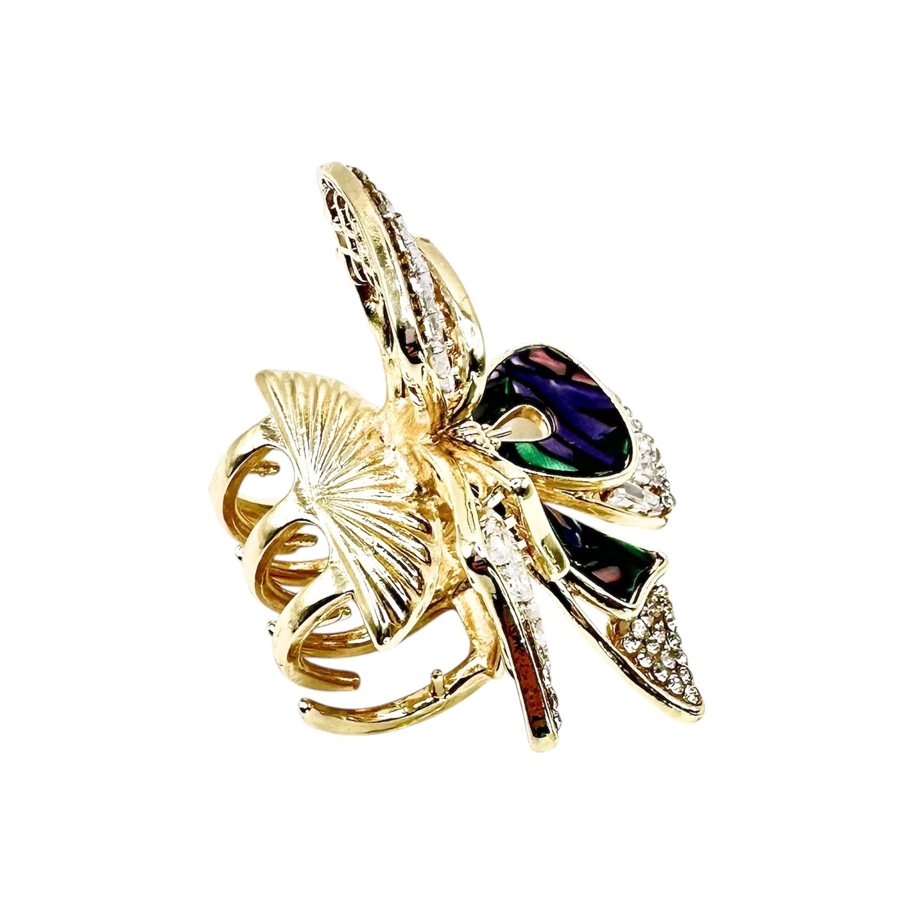Haarklammer Schleife Abalone Perlmutt Baguette Kristall Gold 53mm