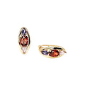 Wasserdichte Creolen Gelbgold Marquise 3 Farbige Zirkonia Tanzanit Granat Rosa