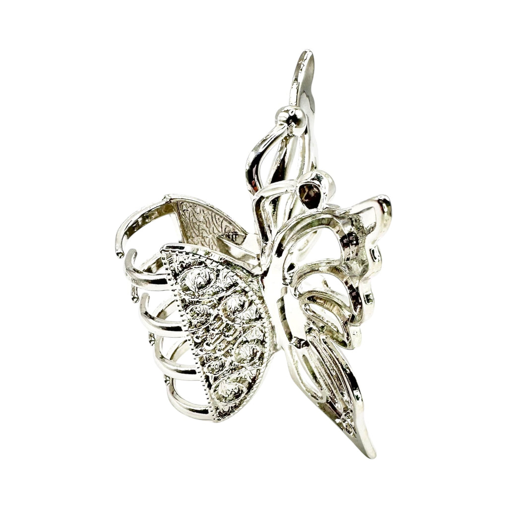 Haarklammer Schmetterling Silber Metall Filigran