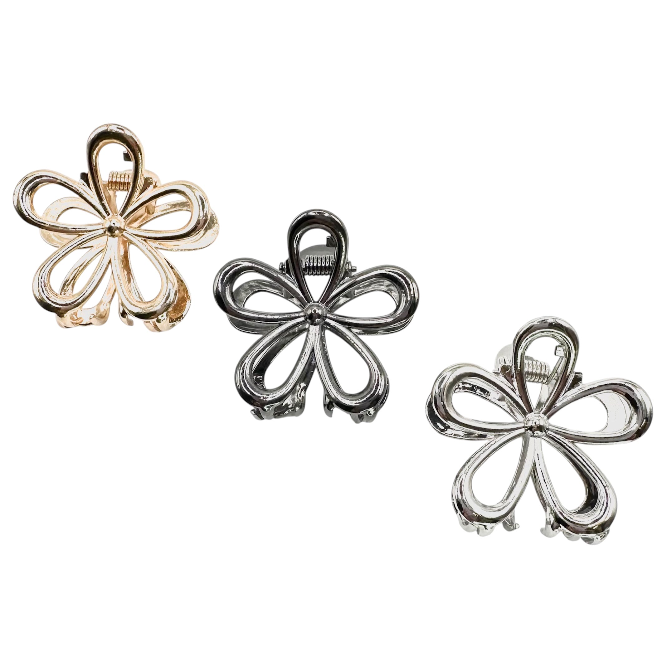 Haarklammer Blume Metall Filigran Gold Silber Gunmetal