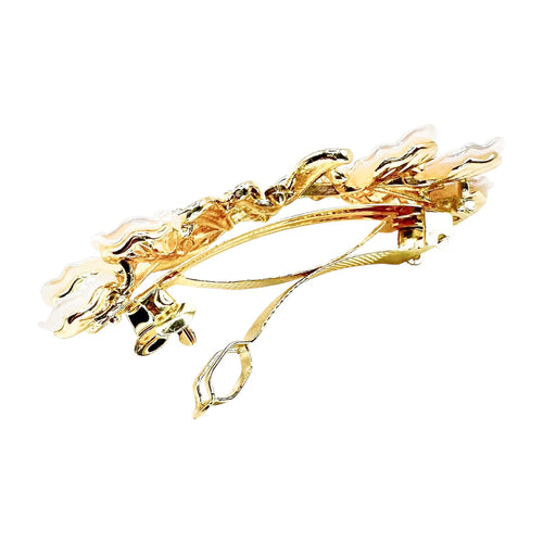 Automatikhaarspange Orchidee Opal Emaille Perle Gold
