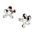 Wasserdichte Ohrstecker Silber Fünfblättrige Blüte Glatt Poliert Oval Zirkonia 5x4mm