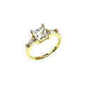 Wasserdichter Drei-Stein-Ring mit Princess-Cut Zirkonia Gold