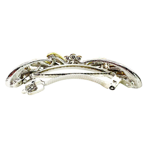 Automatikhaarspange Schleife Silber Aurora Borealis Tropfen Kristall Strass Blume