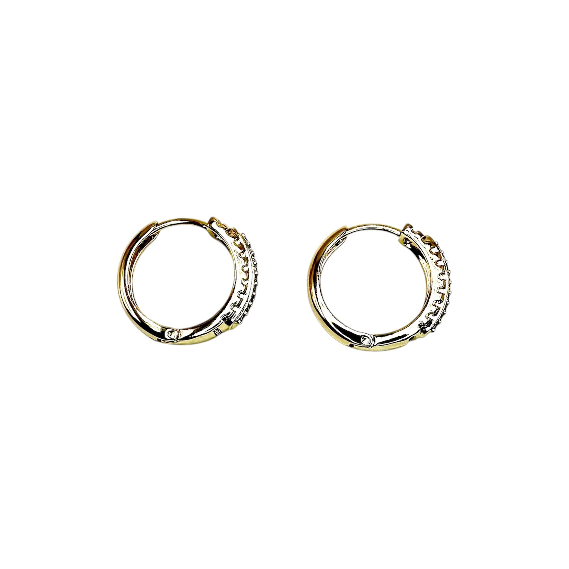 Waterproof Hoop Earrings Gold Color Crystal Pavé