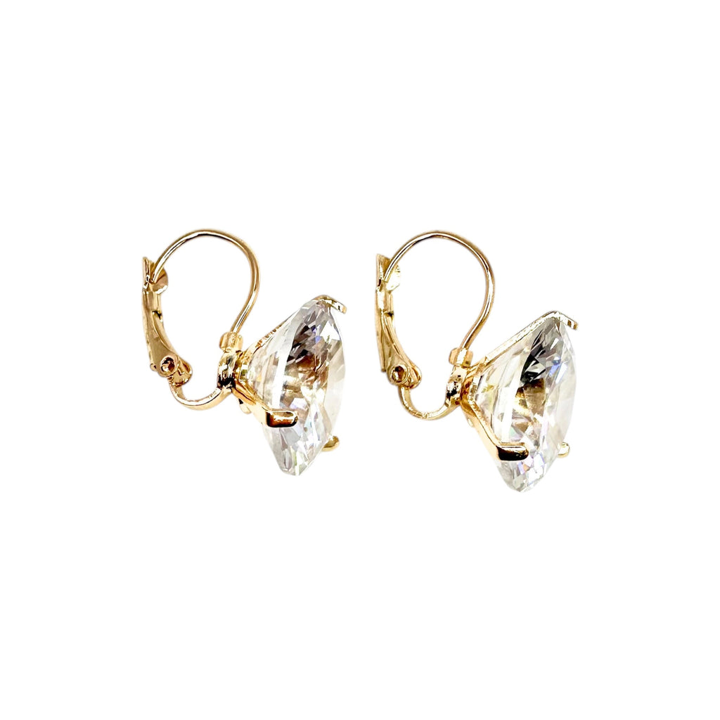 Wasserdichte Ohrringe Gelbgold Runder Zirkonia 14mm 4-Krappen-Fassung