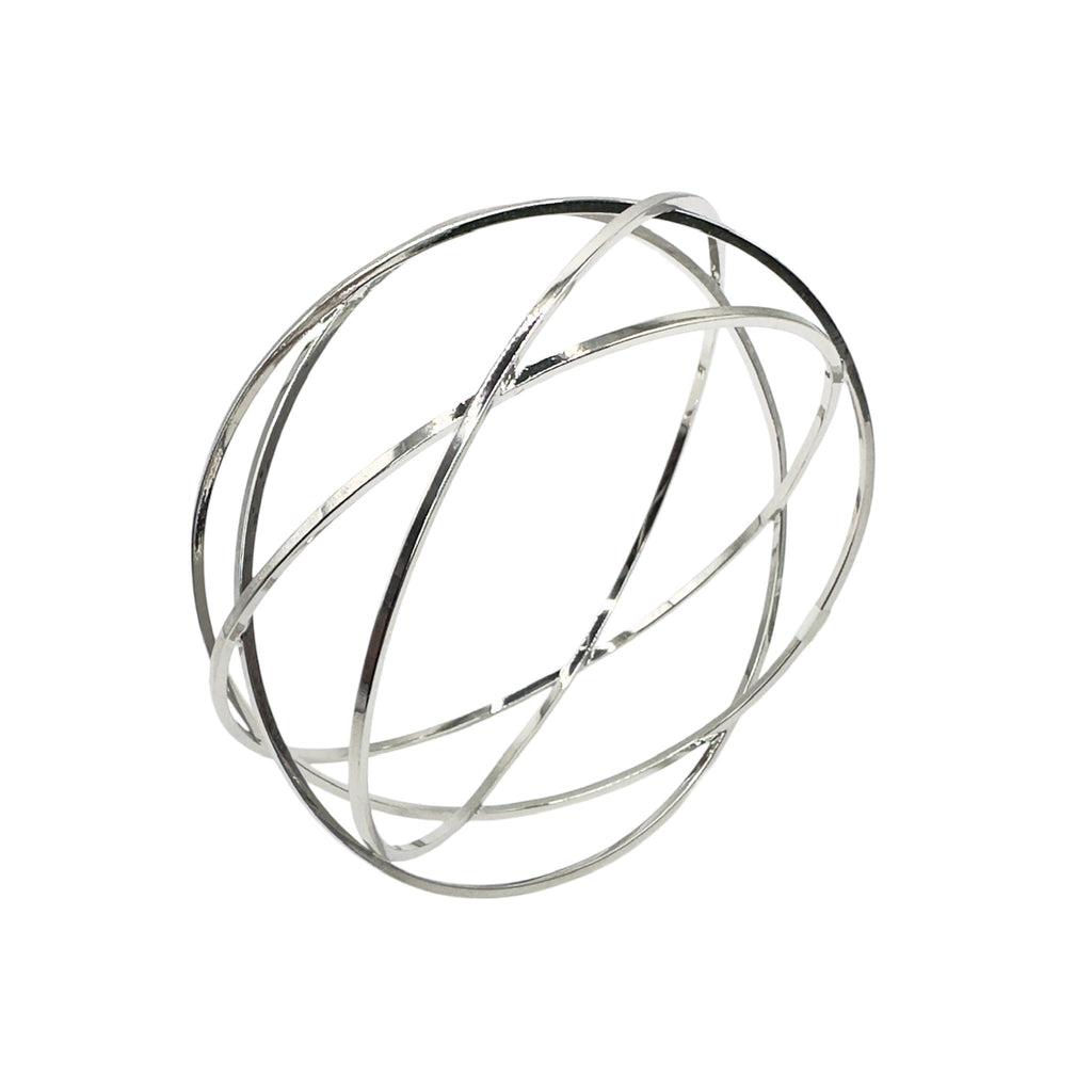 Wasserdichtes Multi-Wire Crossover Bangle Armreif Silber Innendurchmesser 7cm