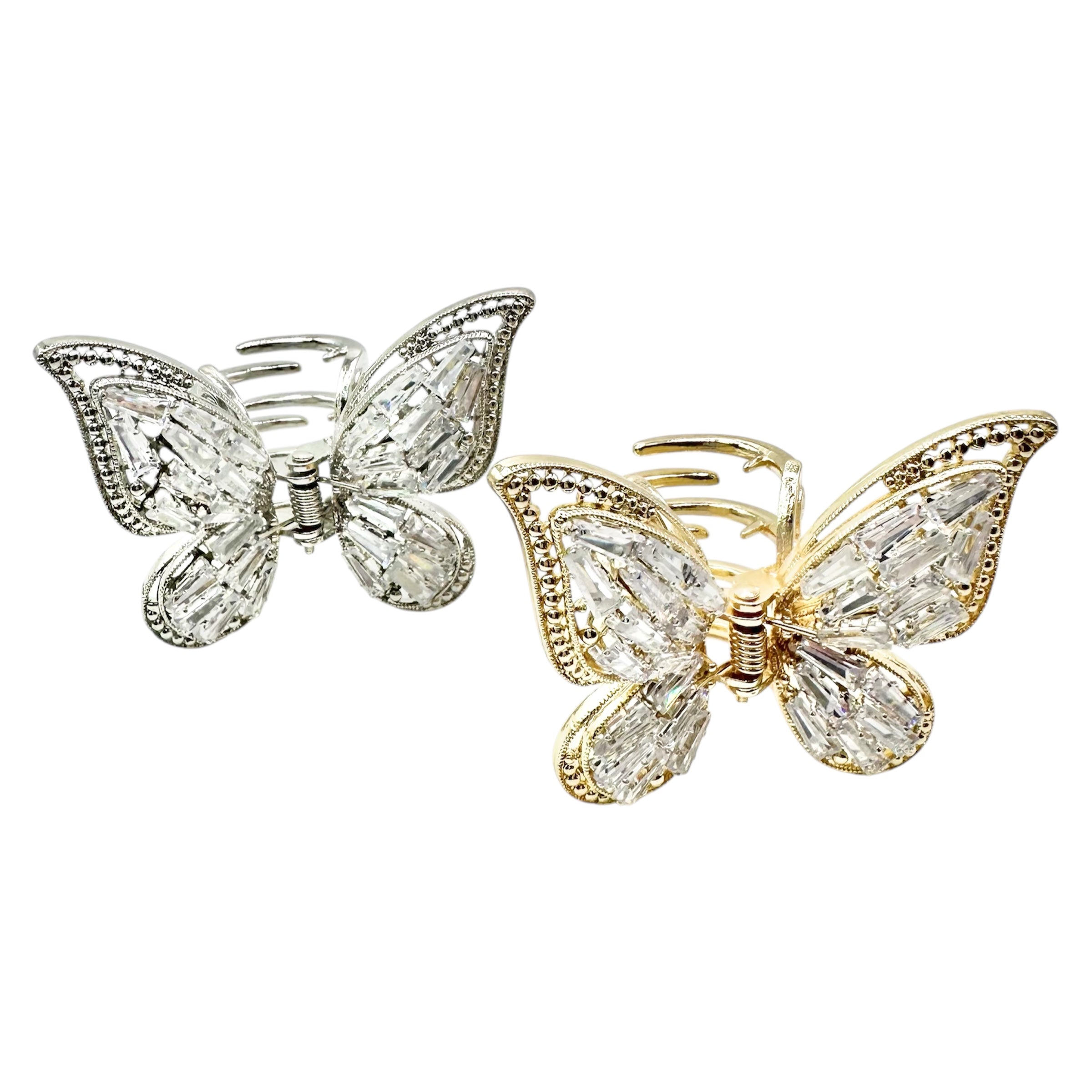 Haarklammer Schmetterling Baguette Kristall Silber Gold