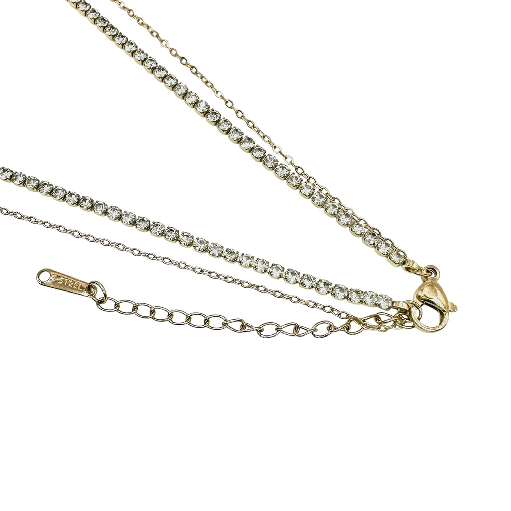 Wasserdichte Doppelkette mit Strass und Zirkonia