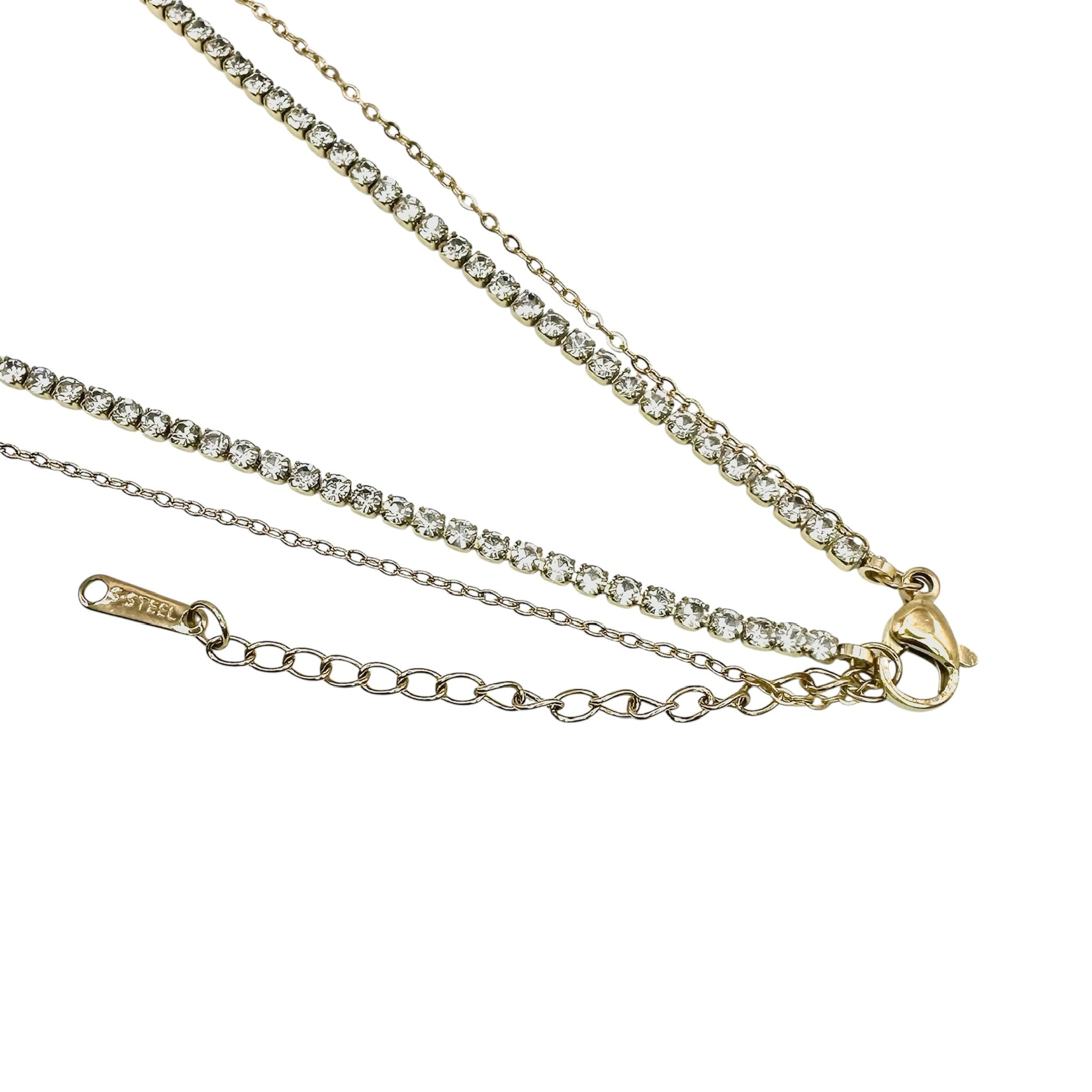 Wasserdichte Doppelkette mit Strass und Zirkonia