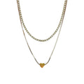 Wasserdichte Doppelkette mit Herz und Strass