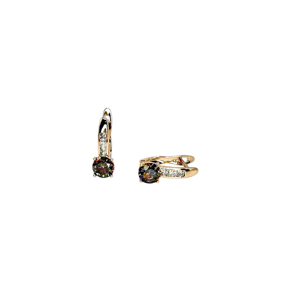 Waterproof Earrings Rose Gold Chameleon Zirconia 6mm