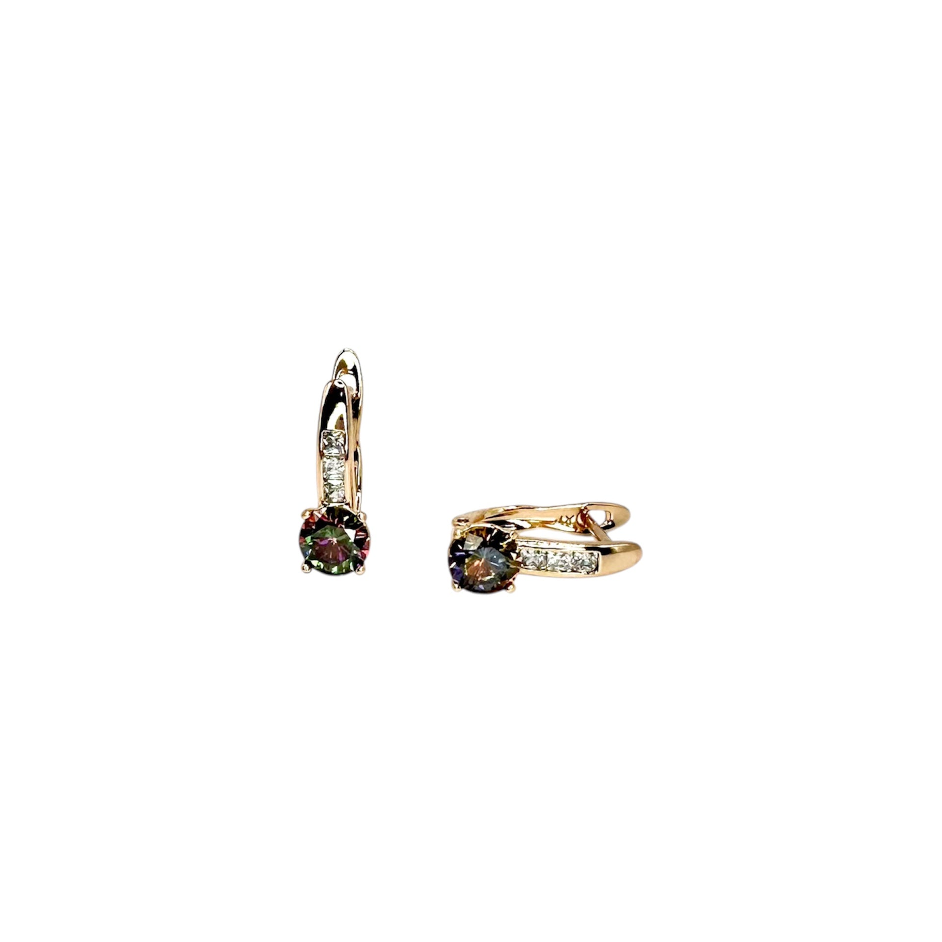 Waterproof Earrings Rose Gold Chameleon Zirconia 6mm