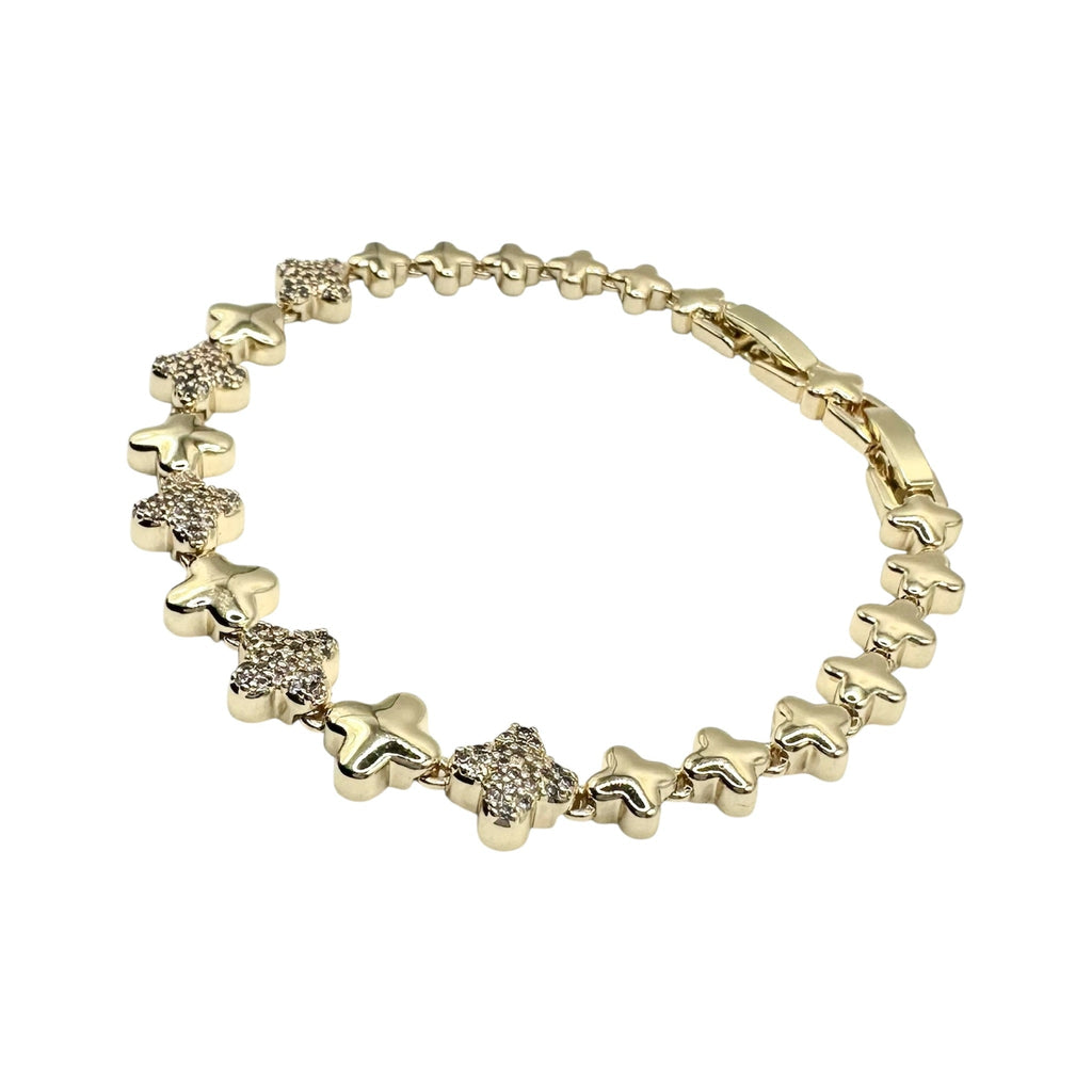 Wasserdichtes Zirkonia Stern-Armband, zweiseitig, goldfarben
