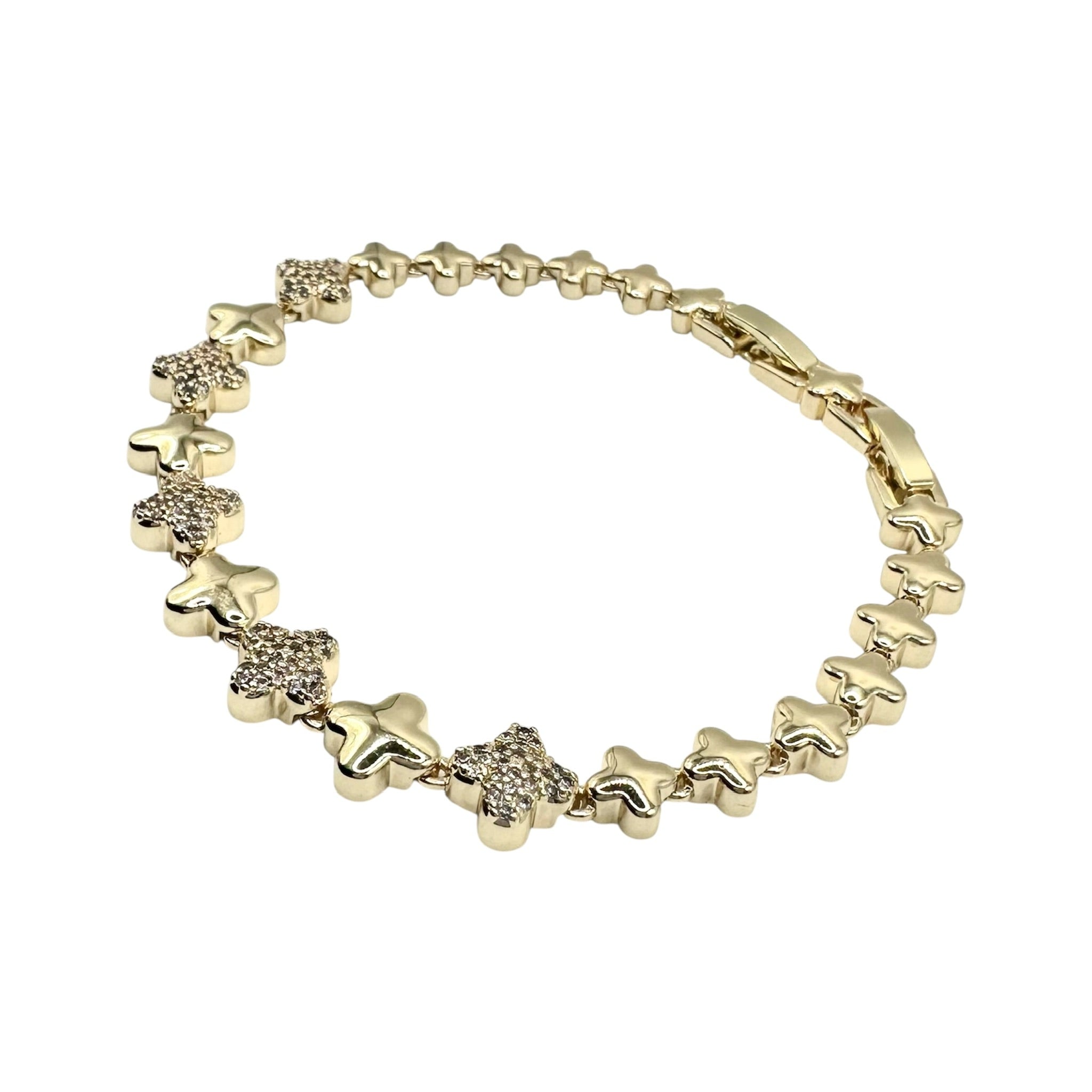 Wasserdichtes Zirkonia Stern-Armband, zweiseitig, goldfarben