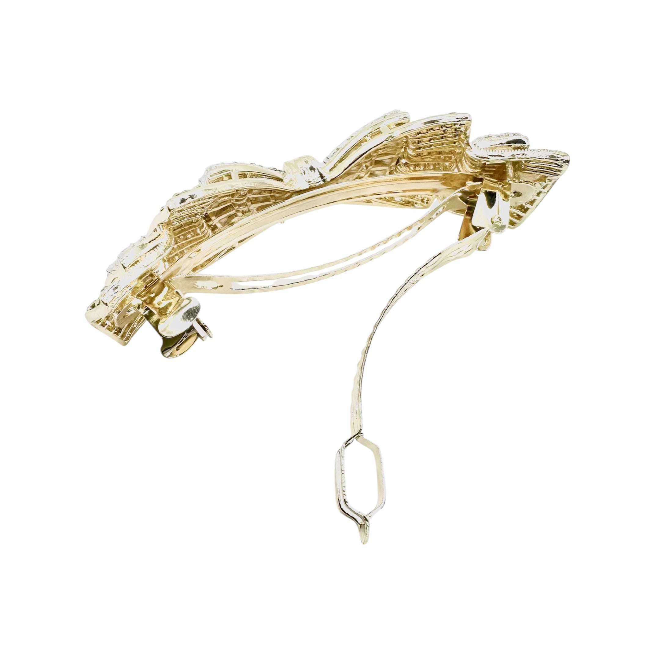 Automatikhaarspange Doppelschleife Gold Baguette Kristall Strass Art Déco