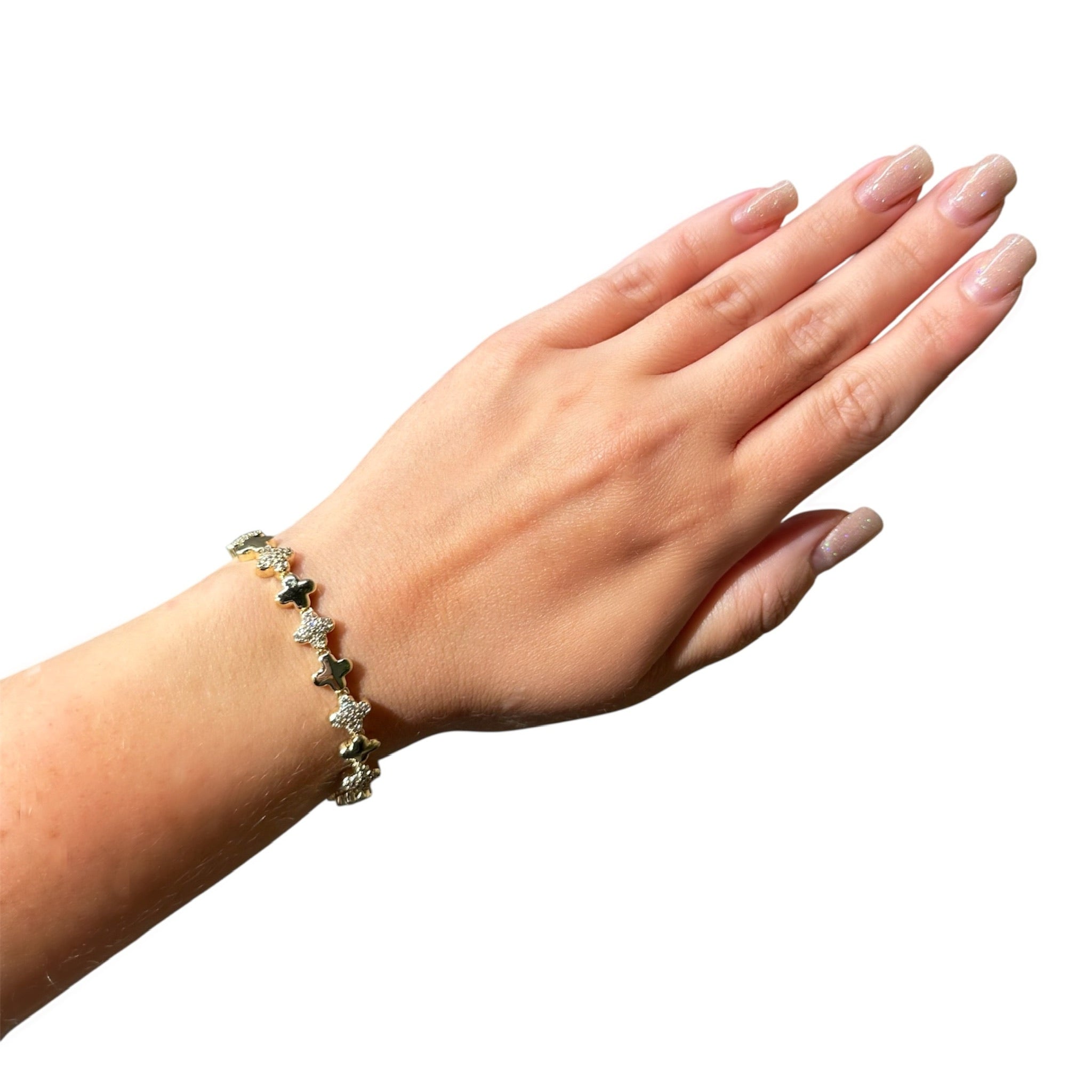 Wasserdichtes Zirkonia Stern-Armband, zweiseitig, goldfarben