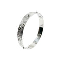 Wasserdichtes Gravur Blumen Zirkonia Bangle Armreif Silberne